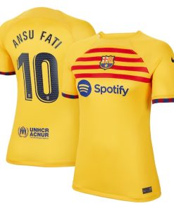 Ansu Fati Barcelona Nike Women's 2022/23 Fourth Breathe Stadium Replica Player Jersey - Yellow
