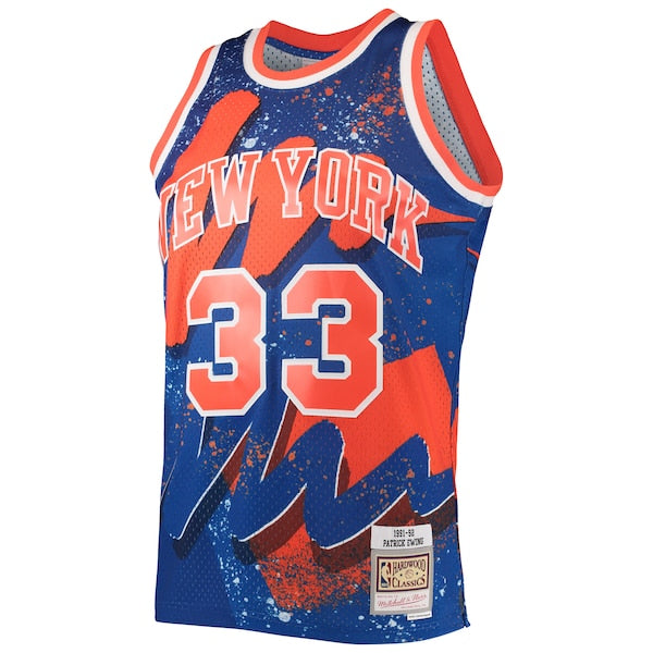 Patrick Ewing New York Knicks Hardwood Classics 1991/92 Hyper Hoops Swingman Jersey - Blue - Image 2