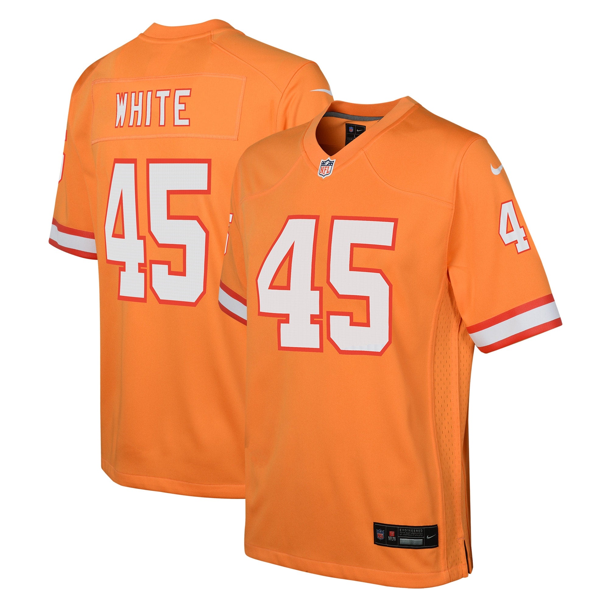 Devin White Tampa Bay Buccaneers Nike Youth Game Jersey - Pewter/Orange/Red - Image 5
