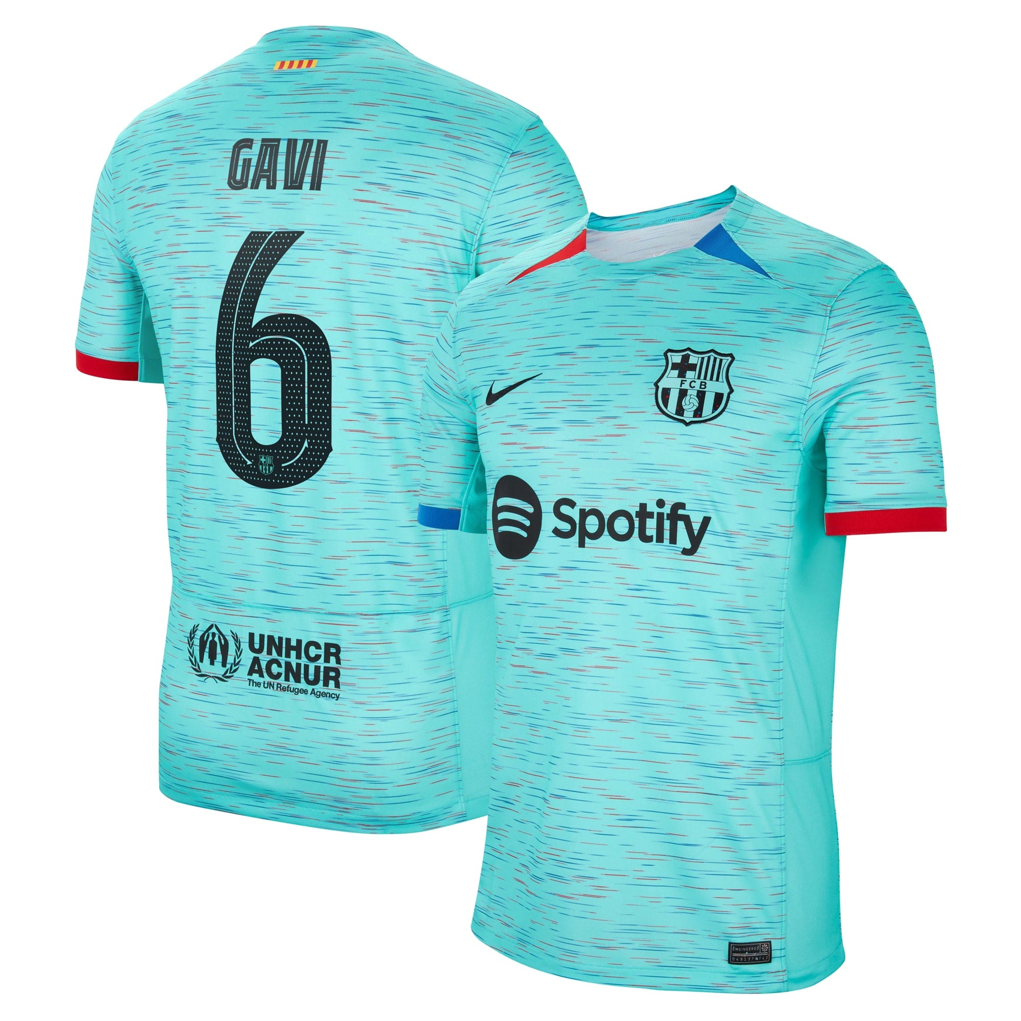 Gavi Barcelona Nike 2023/24 Home Stadium Replica Player Jersey - Royal/Aqua/White - Image 5