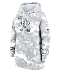 Alternative view of New Orleans Saints Nike Women's 2024 Salute To Service Club Fleece Pullover Hoodie - Arctic Camo