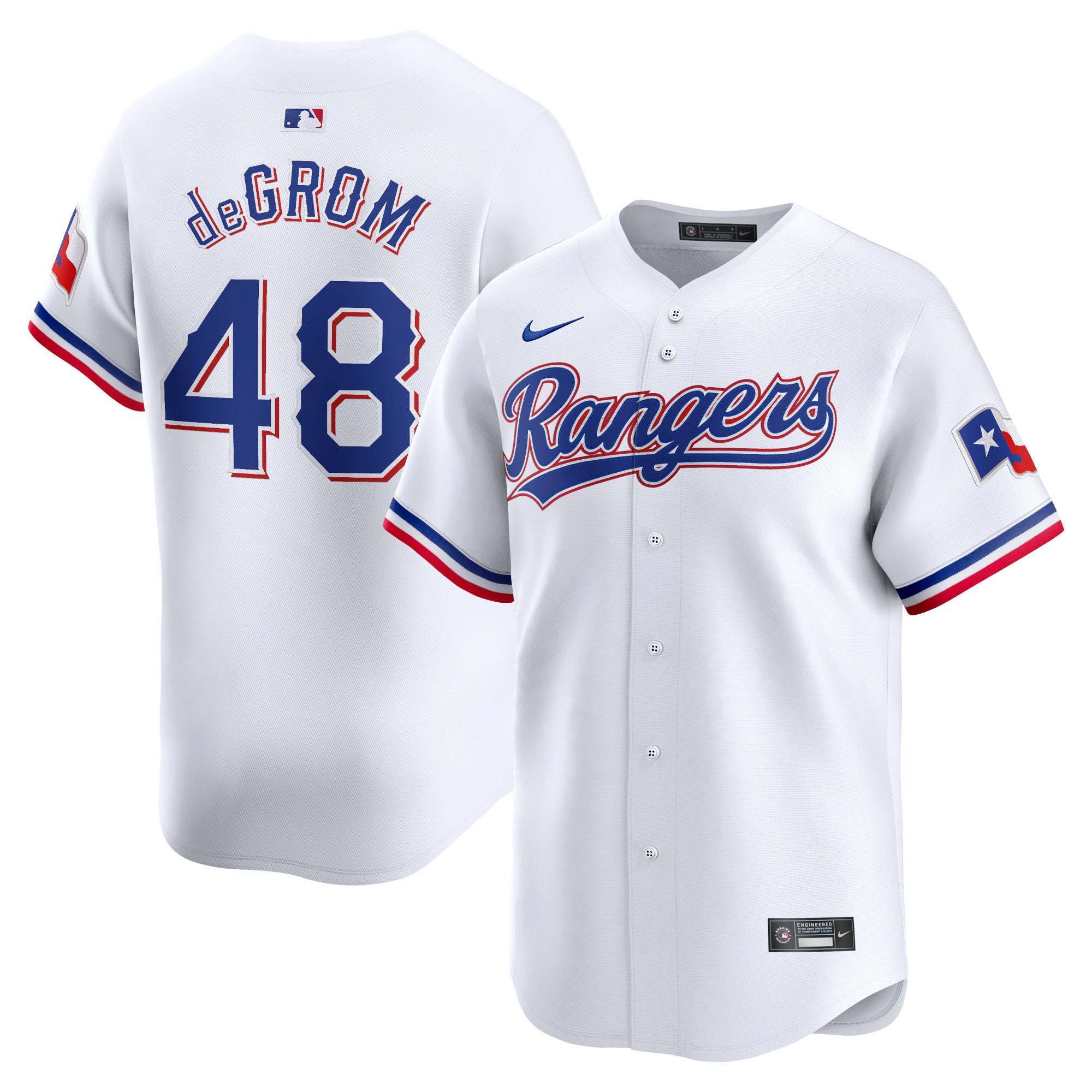 Jacob deGrom Texas Rangers Nike Away Limited Player Jersey - Gray/White - Image 5