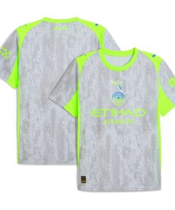 Alternative view of Manchester City Puma 2025/26 Third Replica Jersey - Gray/Neon Green/Light Blue/Black/Green