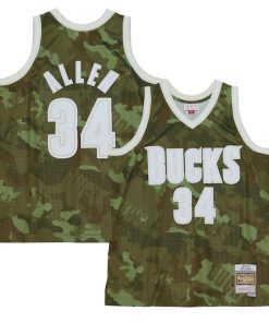 Ray Allen Milwaukee Bucks Hardwood Classics 2000/01 Ghost Green Swingman Jersey - Camo