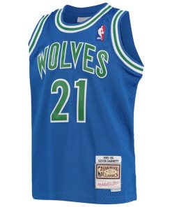 Alternative view of Kevin Garnett Minnesota Timberwolves Youth 1995-96 Hardwood Classics Swingman Jersey - Blue