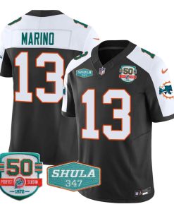 Men¡¯s Miami Dolphins Throwback Shula 347 Patch Vapor Jersey - Black Alternate - Dan Marino #13