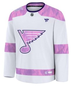 Alternative view of St. Louis Blues  Hockey Fights Cancer Practice Jersey - White