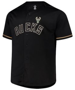 Alternative view of Giannis Antetokounmpo Milwaukee Bucks Profile Big & Tall Name & Number Button-Up Jersey - Black