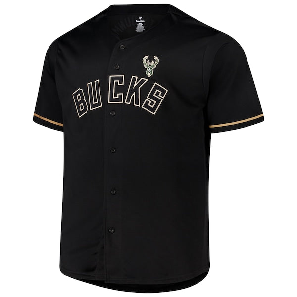 Giannis Antetokounmpo Milwaukee Bucks Profile Big & Tall Name & Number Button-Up Jersey - Black - Image 2