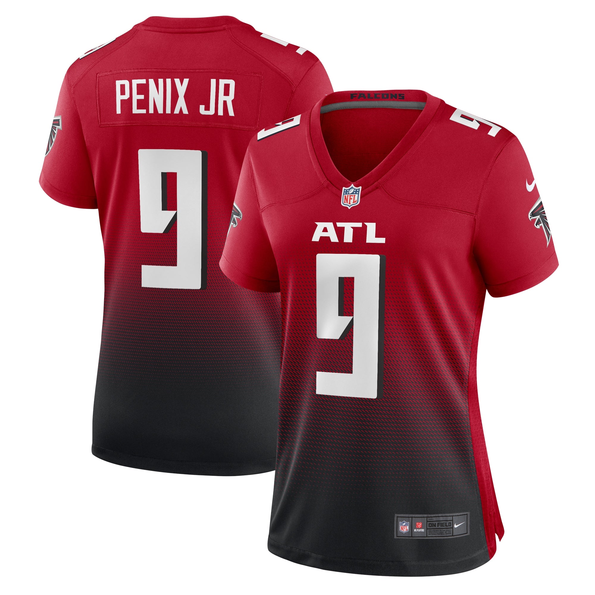 Michael Penix Jr. Atlanta Falcons Nike Women's Throwback Game Jersey - Black/Red - Image 6