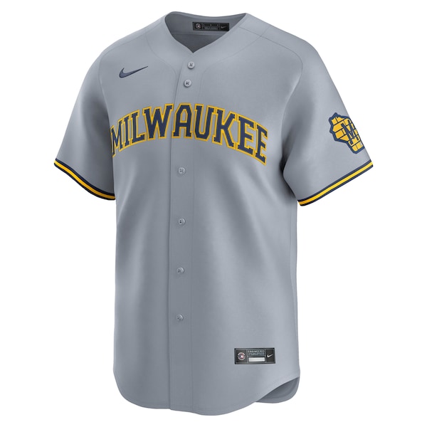 Milwaukee Brewers Nike Road Limited Jersey - Gray - Image 2