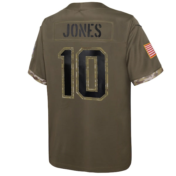 Mac Jones New England Patriots Nike Youth 2022 Salute To Service Player Limited Jersey - Olive - Image 3