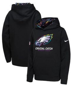 Philadelphia Eagles Nike Youth 2024 NFL Crucial Catch Pullover Hoodie - Black