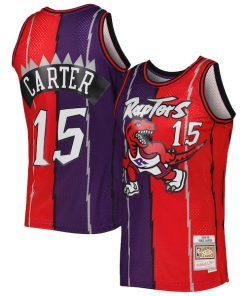 Vince Carter Toronto Raptors Hardwood Classics 1998/99 Split Swingman Jersey - Purple/Red