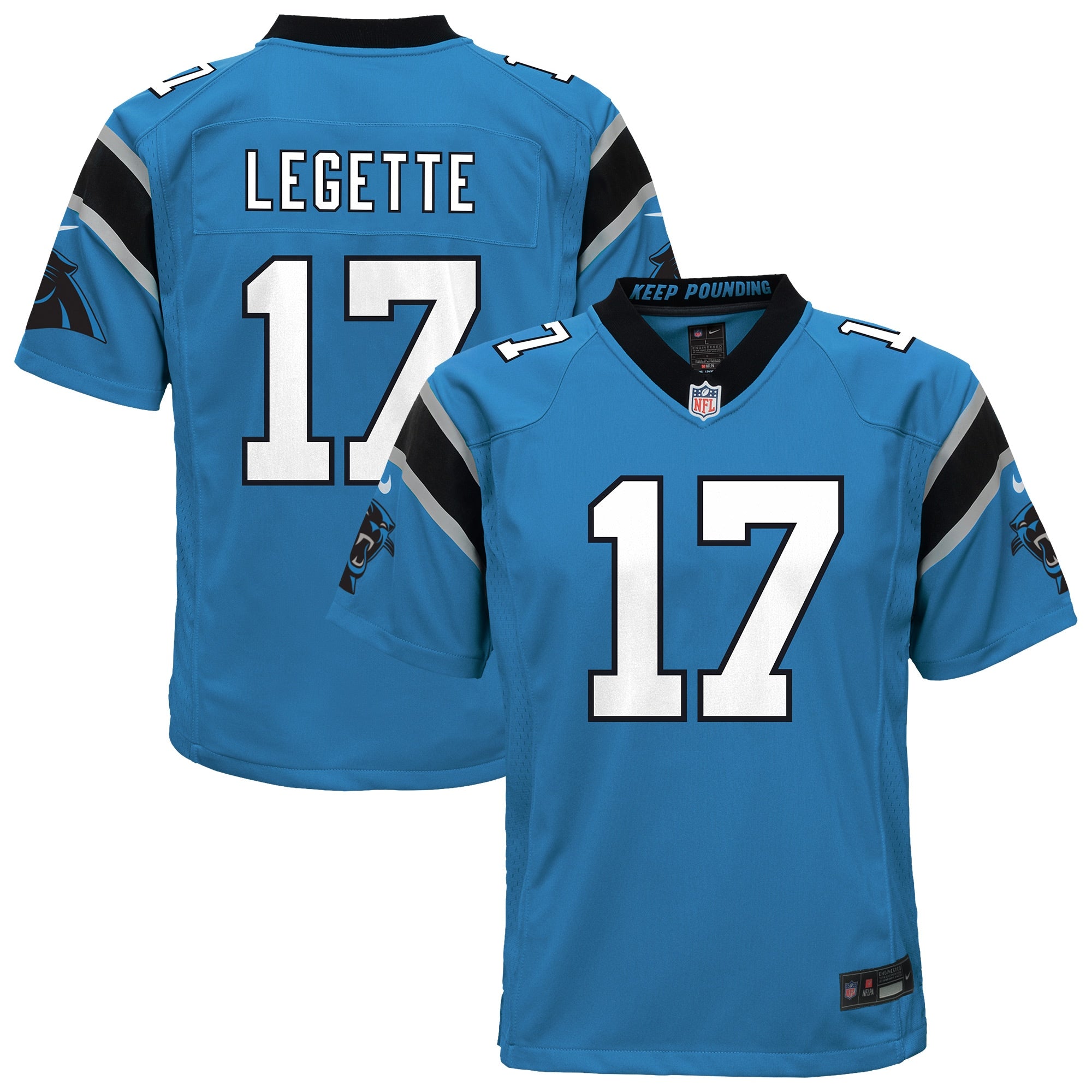 Xavier Legette Carolina Panthers Nike Youth Team Game Jersey - Black/Blue - Image 5