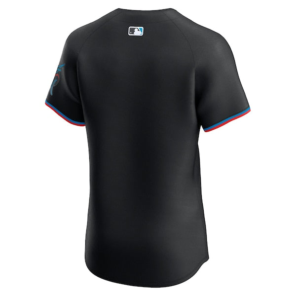 Miami Marlins Nike Alternate Vapor Premier Elite Patch Jersey - Black - Image 3