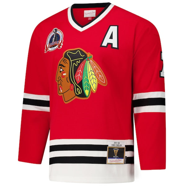 Chris Chelios Chicago Blackhawks 1991-92 Power Play Jersey - Red - Image 2