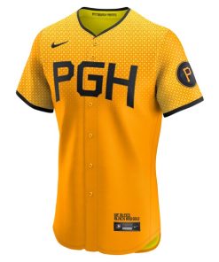 Alternative view of Roberto Clemente Pittsburgh Pirates Nike City Connect Elite Player Jersey - Gold