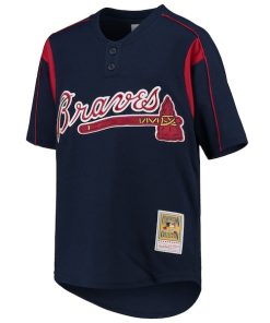Alternative view of Chipper Jones Atlanta Braves Youth Cooperstown Collection Mesh Batting Practice Jersey - Navy