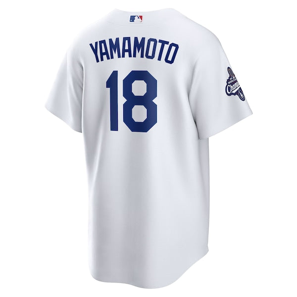 Yoshinobu Yamamoto Los Angeles Dodgers Nike 2025 World Series Champions Home Replica Jersey - White - Image 3