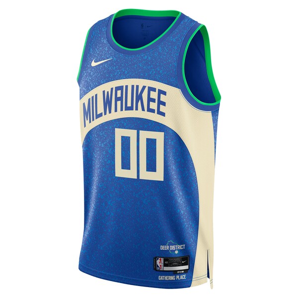 Milwaukee Bucks Nike Unisex 2023/24 Custom Swingman Jersey - Royal - City Edition - Image 2