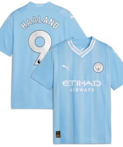 Erling Haaland Manchester City Puma Youth 2023/24 Home Replica Player Jersey - Sky Blue