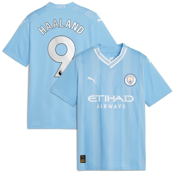 Erling Haaland Manchester City Puma Youth 2023/24 Home Replica Player Jersey - Sky Blue