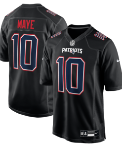Drake Maye New England Patriots Nike Game Jersey - Carbon Black/White