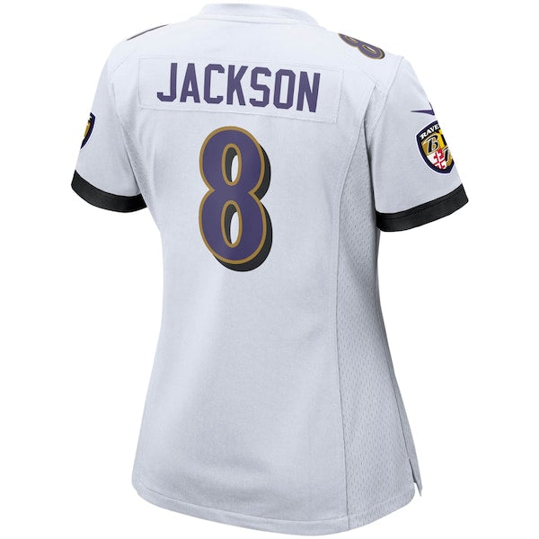 Lamar Jackson Baltimore Ravens Nike Women's Game Jersey - White/Black/Purple - Image 4