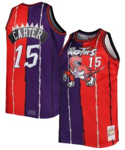 Vince Carter Toronto Raptors Big & Tall Hardwood Classics 1998/99 Split Swingman Jersey - Purple/Red