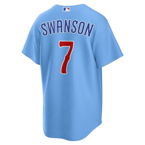 Dansby Swanson Chicago Cubs Nike 2nd Alternate Replica Player Jersey - Light Blue - Image 3