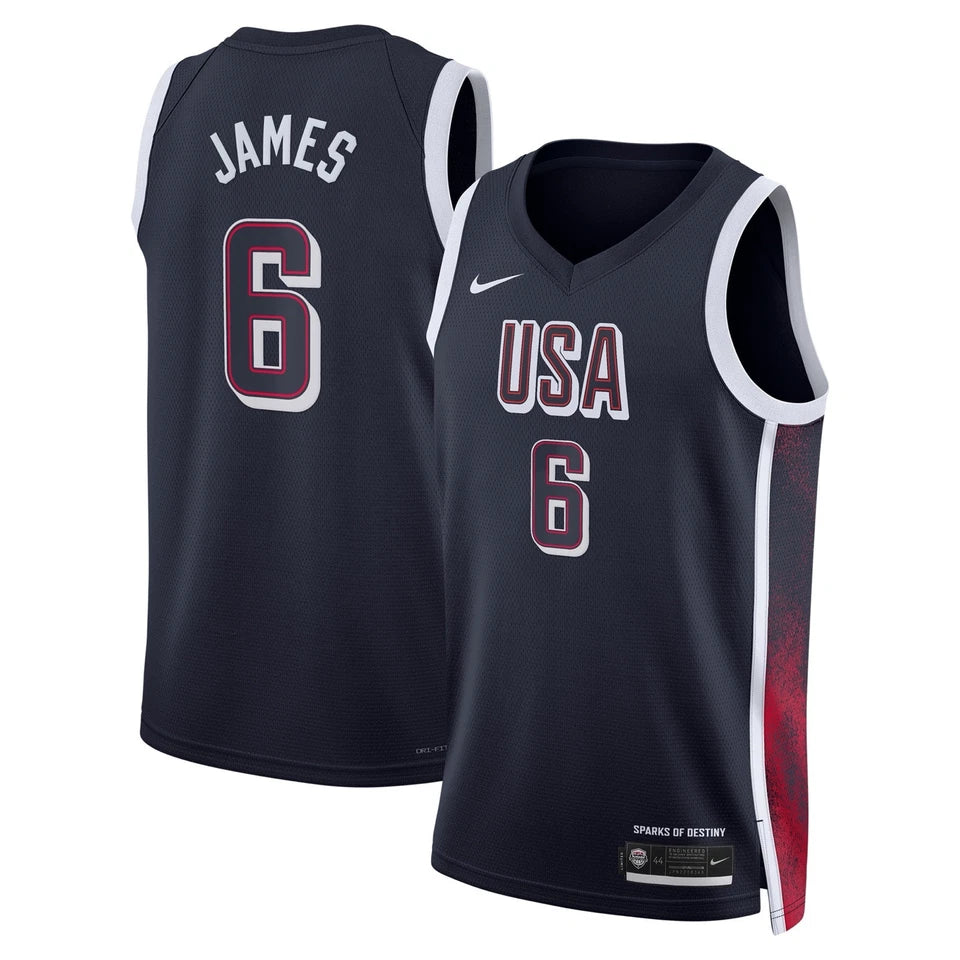 LeBron James #6 USA Men¡¯s National Team USA 2024 OLYMPIC JERSEYS - Navy