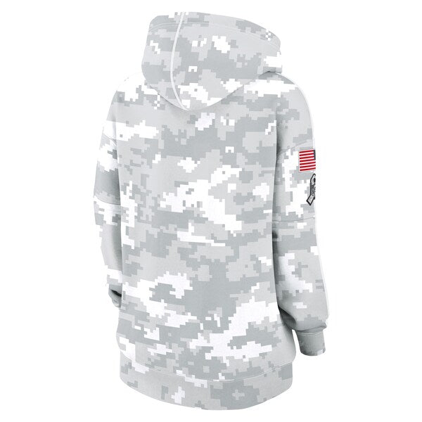 Kansas City Chiefs Nike Women's 2024 Salute To Service Club Fleece Pullover Hoodie - Arctic Camo - Image 3