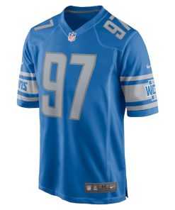 Alternative view of Aidan Hutchinson Detroit Lions Nike Youth Game Jersey - Blue