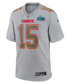 Alternative view of Patrick Mahomes Kansas City Chiefs Nike Super Bowl LVII Patch Atmosphere Fashion Game Jersey - Gray