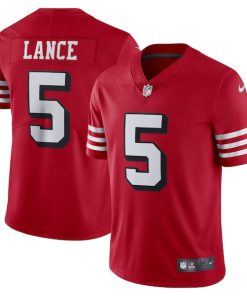Alternative view of Trey Lance San Francisco 49ers Nike Alternate Vapor Limited Jersey - Scarlet/Scarlet/White