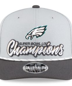 Alternative view of Philadelphia Eagles New Era Super Bowl LIX Champions Locker Room Trophy Collection 9SEVENTY Rope Adjustable Hat - Gray/Charcoal