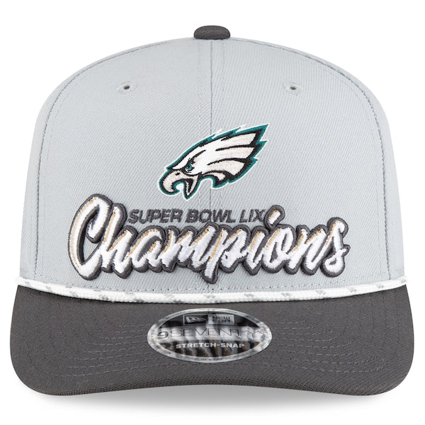 Philadelphia Eagles New Era Super Bowl LIX Champions Locker Room Trophy Collection 9SEVENTY Rope Adjustable Hat - Gray/Charcoal - Image 2