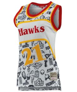 Alternative view of Dominique Wilkins Atlanta Hawks Women's 1986 Doodle Swingman Jersey - White