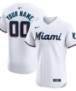 Miami Marlins Nike Home Elite Custom Jersey - White