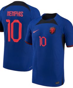 Memphis Depay Netherlands National Team Nike 2022/23 Away Vapor Match Authentic Player Jersey - Blue
