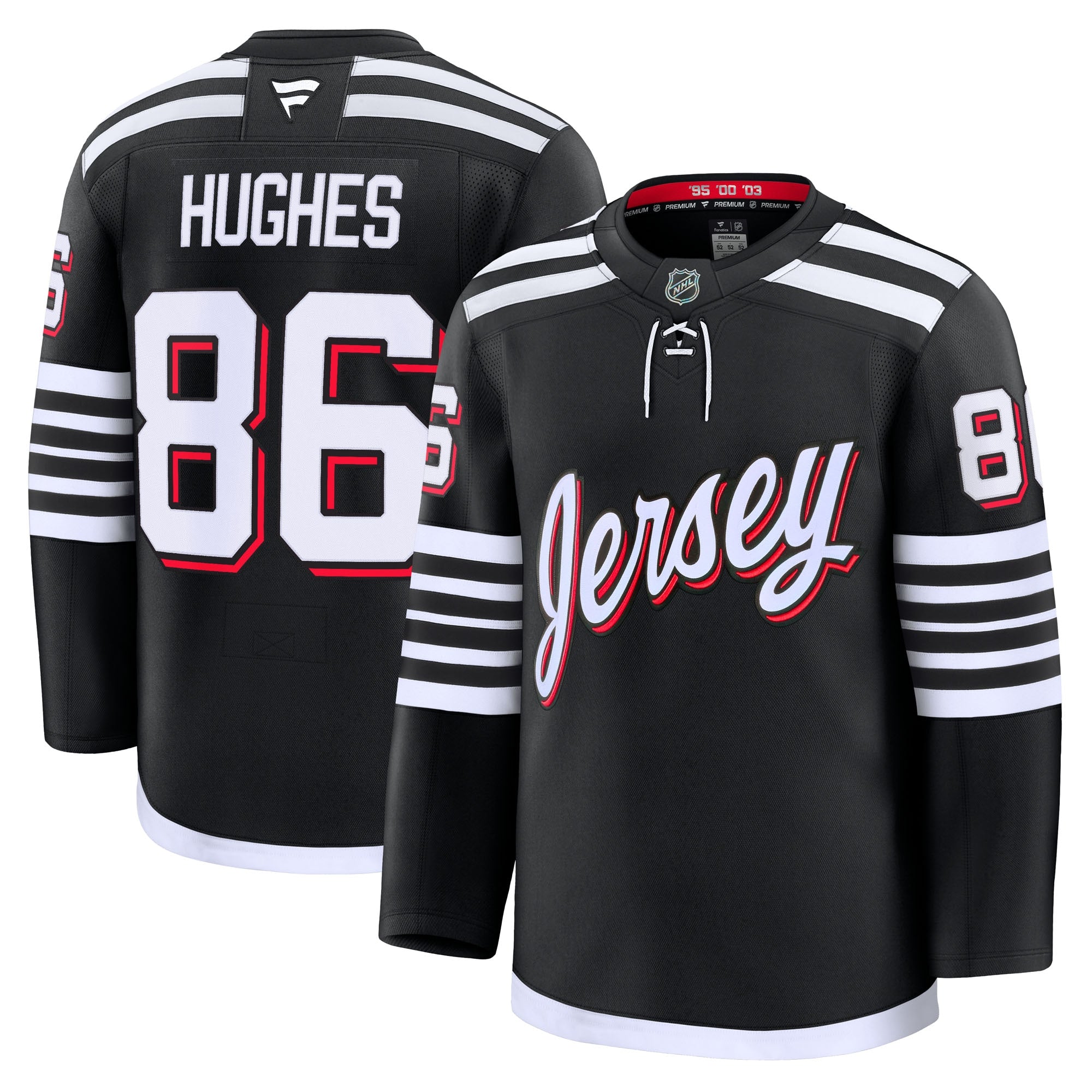 Jack Hughes New Jersey Devils Away Premium Jersey - White/Black/Red - Image 7