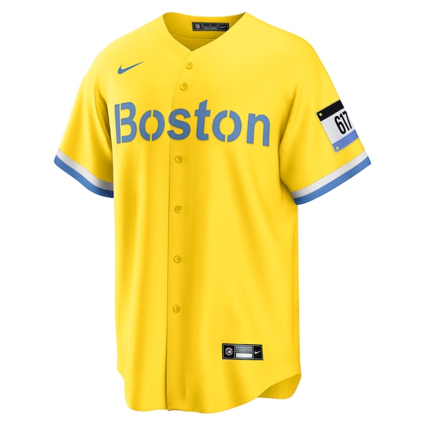 Boston Red Sox Nike City Connect Replica Jersey - Gold/Light Blue - Image 2