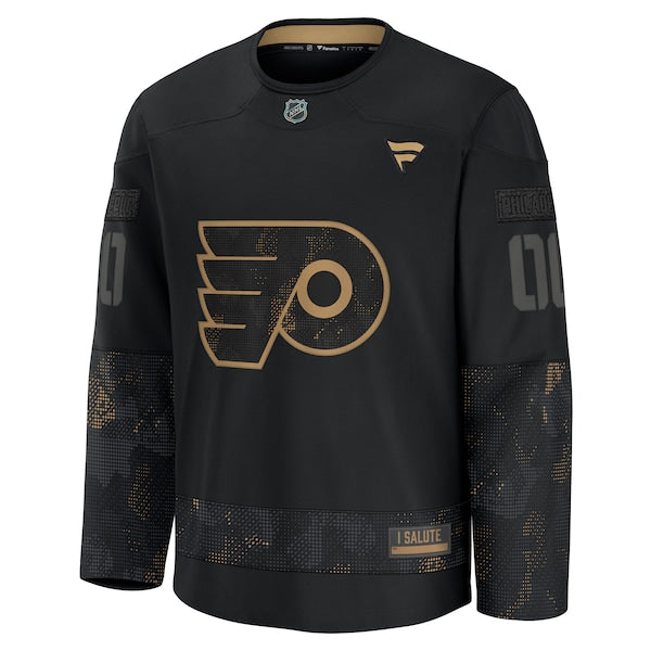 Philadelphia Flyers 2024 Military Appreciation Personalized Long Sleeve Practice Jersey - Black - Image 2