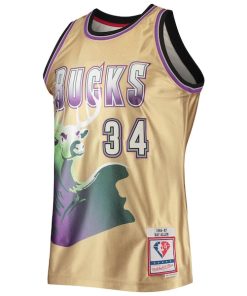 Alternative view of Ray Allen Milwaukee Bucks 75th Anniversary 1996/97 Hardwood Classics Swingman Jersey - Gold