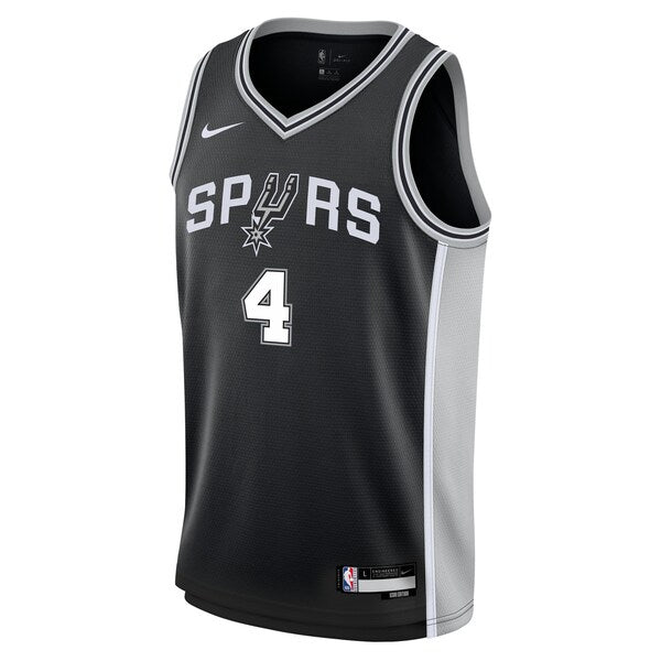 De'Aaron Fox San Antonio Spurs Nike Youth Swingman Jersey - Icon Edition - Black - Image 2