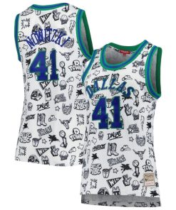 Dirk Nowitzki Dallas Mavericks Women's 1998 Doodle Swingman Jersey - White