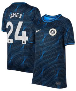 Reece James Chelsea Nike Youth 2023/24 Away Stadium Replica Player Jersey - Navy