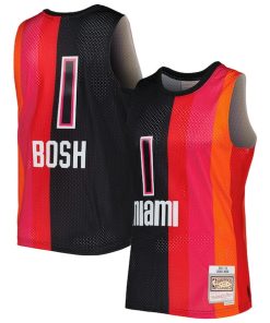 Chris Bosh Miami Heat Hardwood Classics 2011/12 Split Swingman Jersey - Black/Red