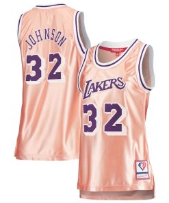 Magic Johnson Los Angeles Lakers Women's 75th Anniversary Rose Gold 1984 Swingman Jersey - Pink